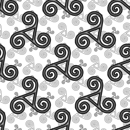 Black and white vector celtic triskels seamless patternのイラスト素材