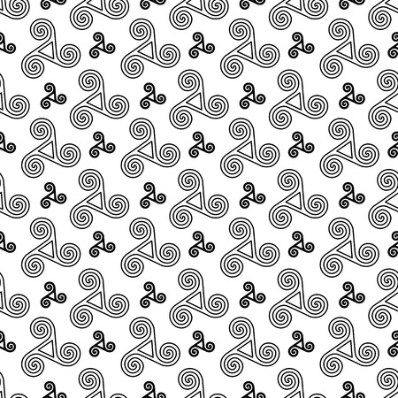Black and white vector celtic triskels seamless patternのイラスト素材