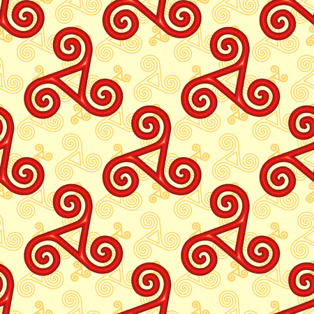 Red and yellow celtic triskels seamless patternのイラスト素材
