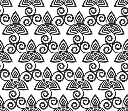 Black and white celtic triskels seamless patternのイラスト素材