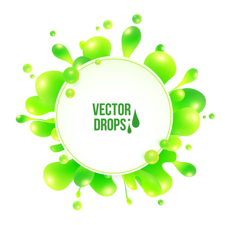 Green vector liquid splash with round paper bannerのイラスト素材