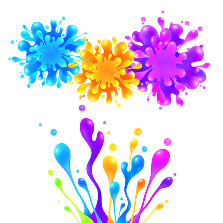 Bright rainbow colors vector paint splash fireworkのイラスト素材