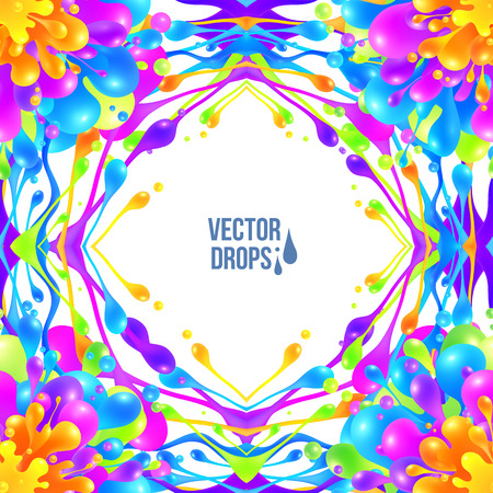 Vivid colors vector paint drops frame in abstract seamless backgroundのイラスト素材