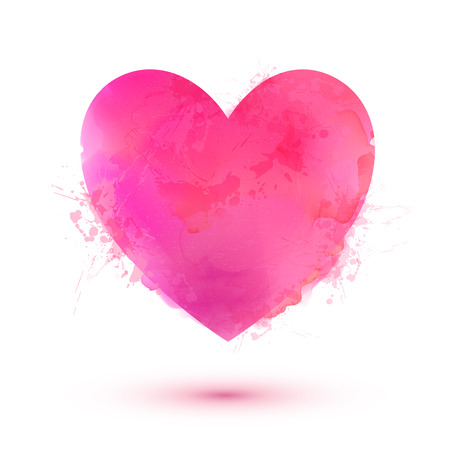 Pink vector Valentines Day heart in watercolor style isolated on white backgroundのイラスト素材