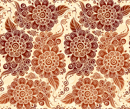 Vector floral seamless pattern in Indian mehndi styleのイラスト素材