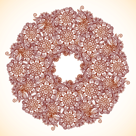 Vector vintage isolated mandala in Indian mehndi styleのイラスト素材