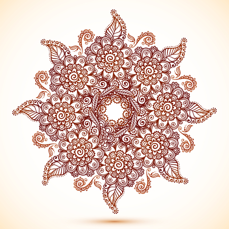 Vector vintage isolated mandala in Indian mehndi styleのイラスト素材