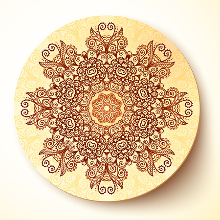 Vector plate template with Indian style mehndi round ornamentのイラスト素材