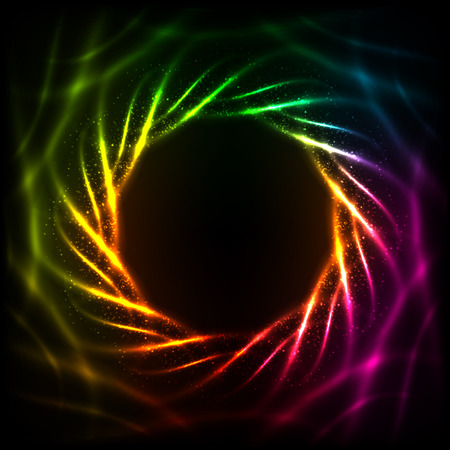 Shining blurred neon spiral abstract vector frameのイラスト素材