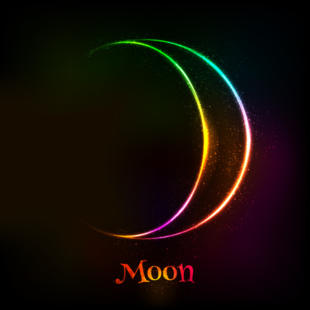 Vector shining neon light moon astrological symbolのイラスト素材