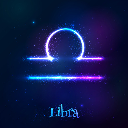 Blue shining cosmic neon zodiac vector symbolのイラスト素材