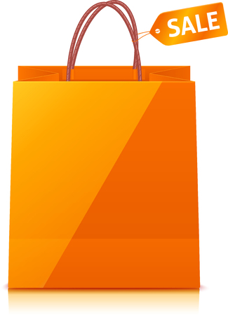 Orange vector shopping bag isolated on white backgroundのイラスト素材