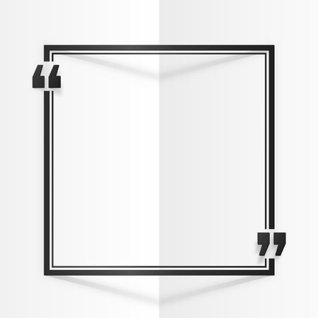 Black square vector quote frame at white folded paper backgroundのイラスト素材