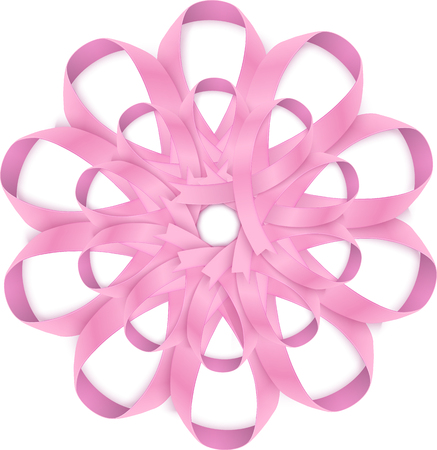 Pink ribbons round vector bow isolated on white backgroundのイラスト素材