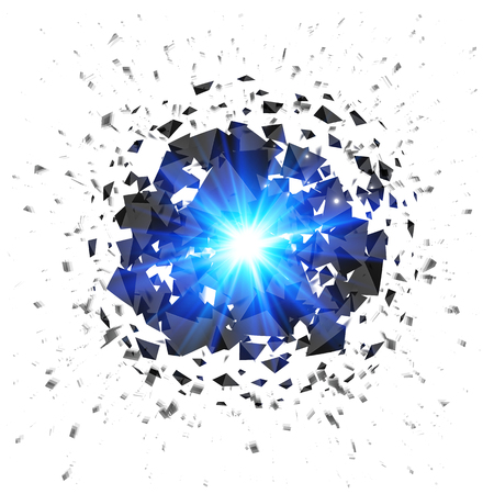 Blue flaming vector meteor explosion isolated on white backgroundのイラスト素材