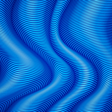 Blue striped waves vector 3d abstract backgroundのイラスト素材