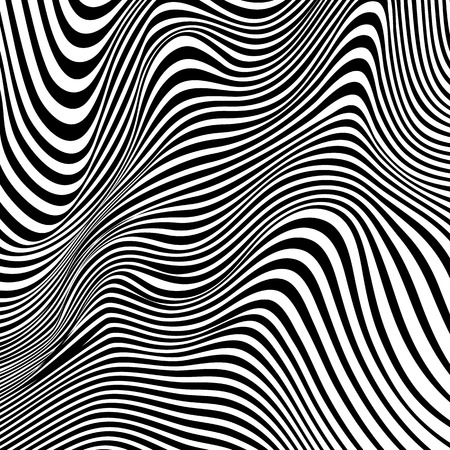 Abstract black and white stripes waves vector backgroundのイラスト素材