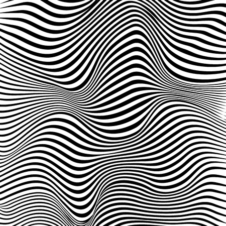 Abstract black and white stripes waves vector backgroundのイラスト素材