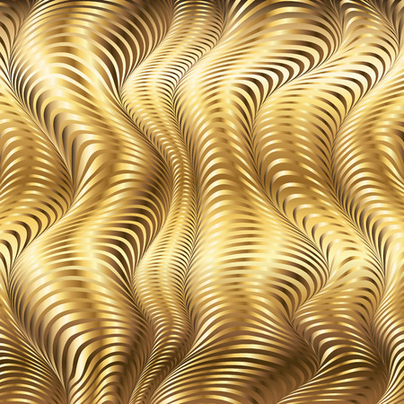 Golden striped waves vector abstract glossy backgroundのイラスト素材