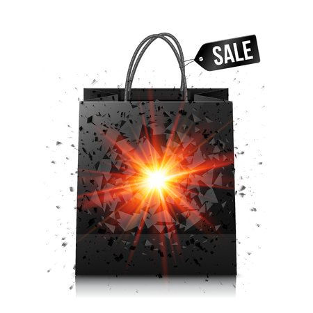 Black vector sale shopping bag with red explosionのイラスト素材