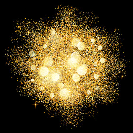 Golden glitter vector texture splash on black backgroundのイラスト素材