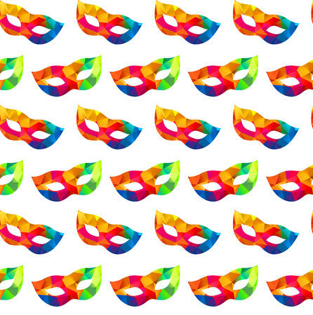 Bright carnival masks vector seamless pattern on white backgroundのイラスト素材