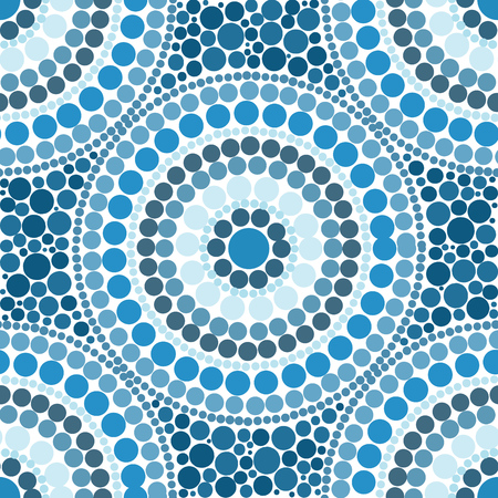 Blue colors dotted circles vector seamless pattern tileのイラスト素材