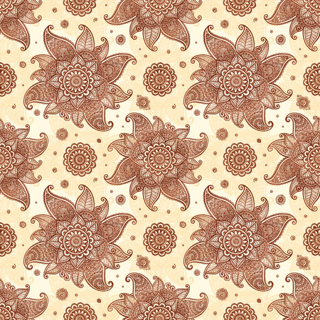 Vector seamless pattern in Indian mehndi henna tattoo styleのイラスト素材