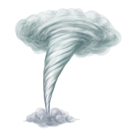 Cartoon style hand drawn vector tornado isolated on white backgroundのイラスト素材