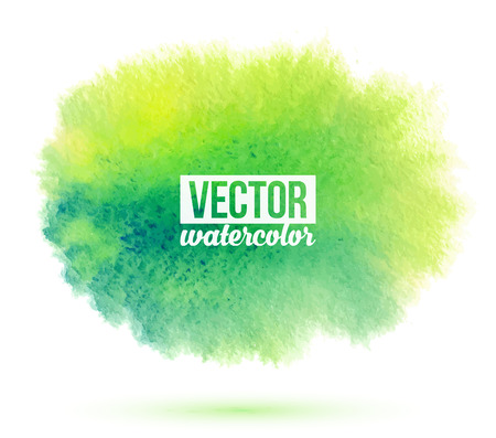Green watercolor flow vector stain isolated on white backgroundのイラスト素材