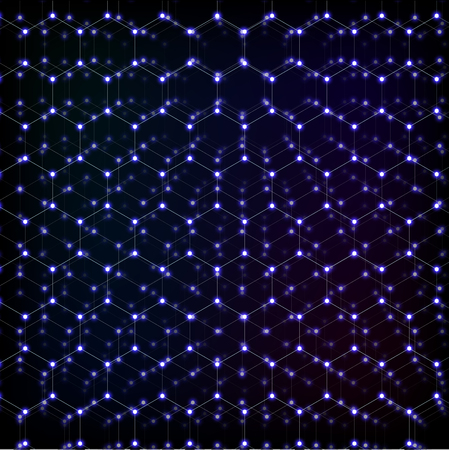 Blue cosmical molecular hexagonal grid vector abstract backgroundのイラスト素材
