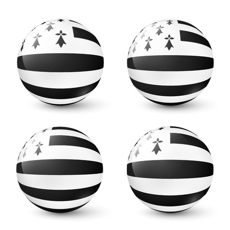 Vector glass spheres set with Breton flag insideのイラスト素材