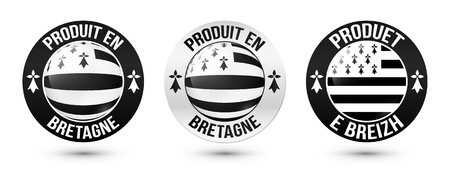 Set of Made in Brittany vector labels with signs in French and Breton languagesのイラスト素材