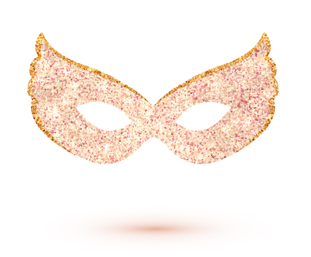 Pink vector carnival mask isolated on white backgroundのイラスト素材