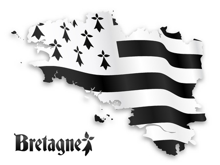 Vector map of Brittany silhouette with shadow on whiteのイラスト素材