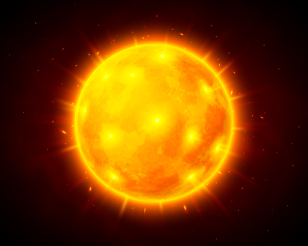 Vector sun illustration on dark cosmic backgroundのイラスト素材