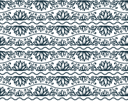 Vector floral tribal style seamless pattern tileのイラスト素材