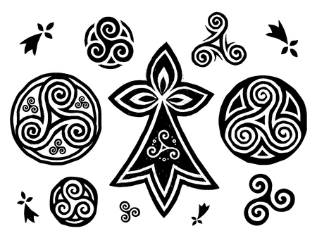 Breton and Celtic triskels symbols vector setのイラスト素材