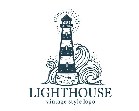Vector vintage lighthouse logo templateのイラスト素材