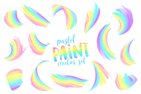 Rainbow pastel colors vector paint brushstrokesのイラスト素材