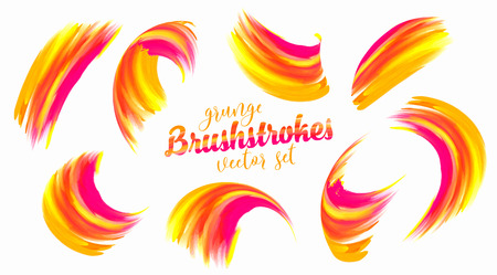 Red and orange paint vector brushstrokes setのイラスト素材
