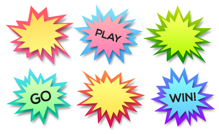 Set of paper style vector abstract backgrounds, bang or explosion bubblesのイラスト素材