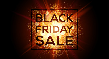 Golden flash glitter splash Black Friday Sale vector horizontal banner. Discount coupon template.のイラスト素材