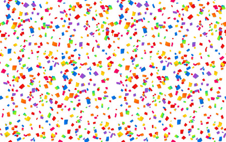 Colorful paper confetti on white background vector carnival and birthday seamless pattern tileのイラスト素材