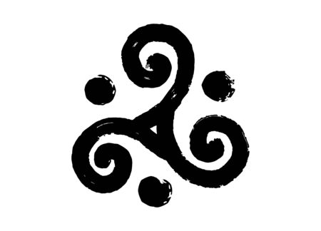 Hand drawn painted vector celtic triskel in grunge style isolated on white backgroundのイラスト素材