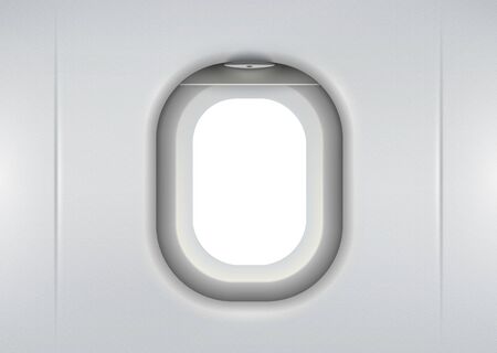 Vector realistic airplane window with white copyspace insideのイラスト素材