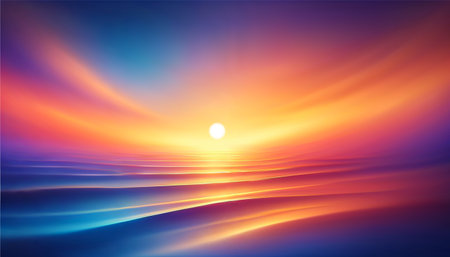 Beautiful Surrealistic Dreamy Sunrise Vector Background in Ocean Sunset Colors with Smooth Waves and Soft Light Transitionsのイラスト素材
