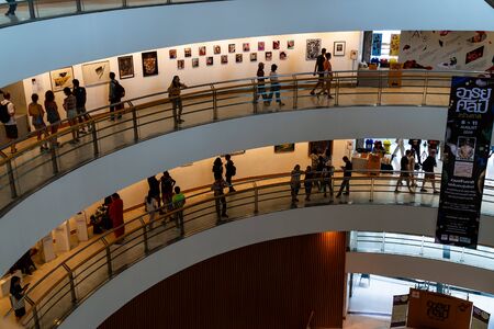 Bangkok Art and Culture Centre, Bangkok, Thailand-August 11.2019. Low light of the interior design...
