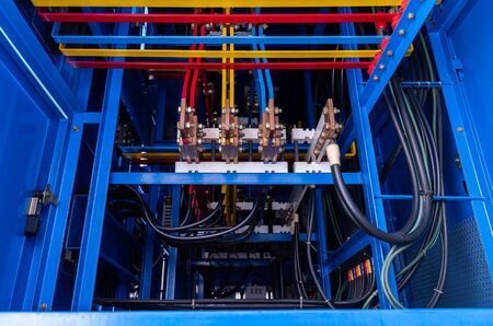Low light and perk view. Low view of Electrode connection point. Electrical circuit board in the...