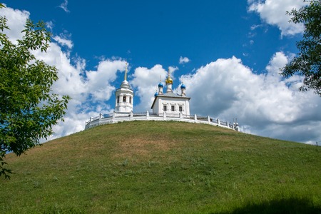 An ancient monastery standing on a high hill.の写真素材